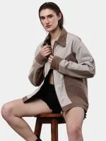 Reworked Carhartt Canvas Jacket – Multi-Color Patchwork Workwear Jacket with Convertible Collar - Image 4