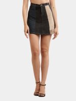 Denim Shorts Skirt – Upcycled Panel Mini - Image 4