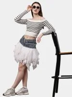 Reworked Levi’s Denim & Mesh Layered Skirt - Image 5