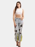 The Reverse Denim – Reconstructed Bootleg Jeans with Neon Lace - Image 14