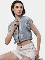 Reworked Flannel Check Crop Top - Image 11