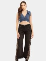 Leopard Side Panel Reworked Baggy Denim Jeans - Image 16