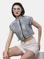 Reworked Flannel Check Crop Top