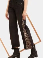 Leopard Side Panel Reworked Baggy Denim Jeans - Image 8