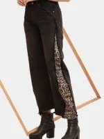 Leopard Side Panel Reworked Baggy Denim Jeans - Image 15