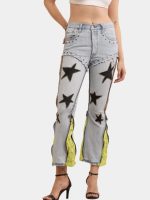 The Reverse Denim – Reconstructed Bootleg Jeans with Neon Lace