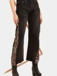 Leopard Side Panel Reworked Baggy Denim Jeans