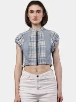 Reworked Flannel Check Crop Top - Image 7