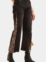 Leopard Side Panel Reworked Baggy Denim Jeans - Image 13