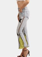 The Reverse Denim – Reconstructed Bootleg Jeans with Neon Lace - Image 7