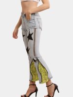 The Reverse Denim – Reconstructed Bootleg Jeans with Neon Lace - Image 6