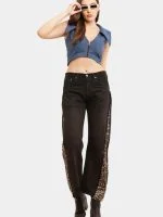 Leopard Side Panel Reworked Baggy Denim Jeans - Image 12