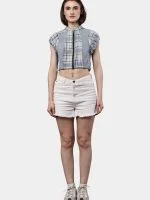 Reworked Flannel Check Crop Top - Image 3