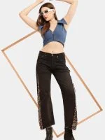 Leopard Side Panel Reworked Baggy Denim Jeans - Image 11