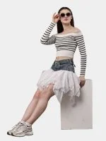 Reworked Levi’s Denim & Mesh Layered Skirt