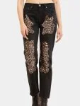 Leopard Patchwork Reworked Denim Jeans