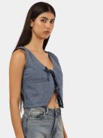 Denim Tie-Front Crop Top - Image 8