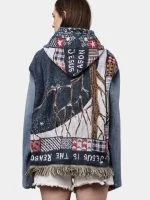 Tapestry & Denim Patchwork Hoodie - Image 2
