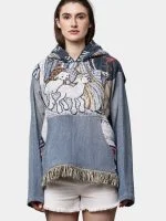 Tapestry & Denim Patchwork Hoodie - Image 12