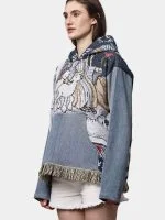 Tapestry & Denim Patchwork Hoodie - Image 11