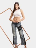 The Zipper Panel – Embroidered Bootleg Denim - Image 6