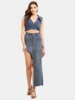 Reworked Carhartt Asymmetrical Raw Hem Denim Skirt