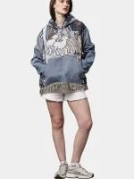 Tapestry & Denim Patchwork Hoodie - Image 10