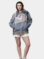 Tapestry & Denim Patchwork Hoodie - Image 9