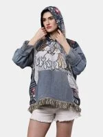 Tapestry & Denim Patchwork Hoodie - Image 8