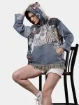 Tapestry & Denim Patchwork Hoodie
