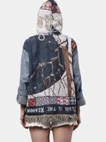 Tapestry & Denim Patchwork Hoodie - Image 3