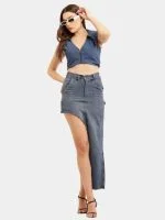 Reworked Carhartt Asymmetrical Raw Hem Denim Skirt - Image 10