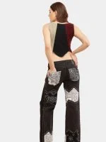 Bandana Panel Reworked Levi’s Jeans & Sleeveless Knit Panel Top Co-Ord Set - Image 9