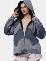 Reworked Double Hood Denim Jacket - Image 14