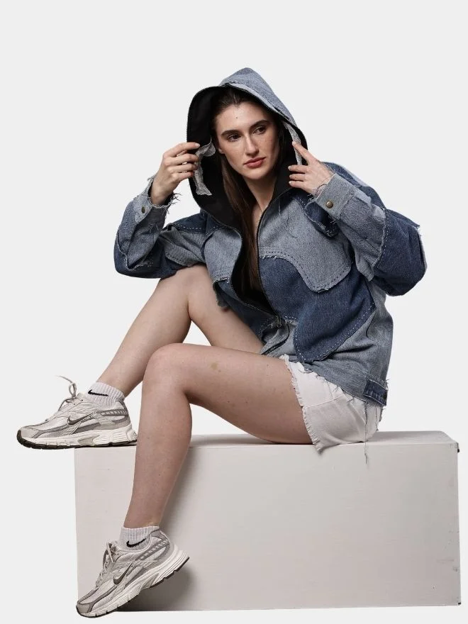 162 Reworked Double Hood Denim Jacket - Image 1