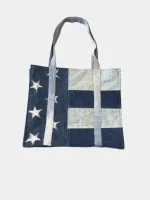 American Flag Patchwork Denim Tote Bag - Image 2