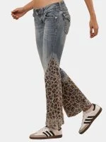 Denim Leopard Flare Jeans - Image 15