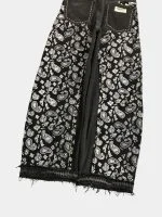 Black Paisley Rework Baggy Pants – Hand-Stitched White Thread Detail - Image 18