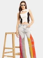 Reworked Bandana Panel Wrangler Jeans & Cut-Out Sleeveless Knit Top - Image 12