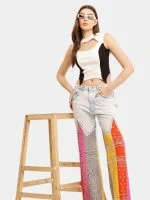 Reworked Bandana Panel Wrangler Jeans & Cut-Out Sleeveless Knit Top - Image 8