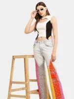 Reworked Bandana Panel Wrangler Jeans & Cut-Out Sleeveless Knit Top - Image 3