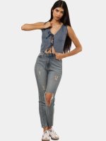 Denim Tie-Front Crop Top - Image 4