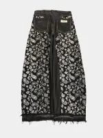 Black Paisley Rework Baggy Pants – Hand-Stitched White Thread Detail - Image 17