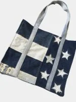 American Flag Patchwork Denim Tote Bag - Image 4
