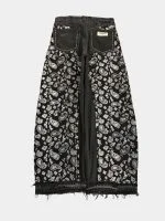 Black Paisley Rework Baggy Pants – Hand-Stitched White Thread Detail - Image 16