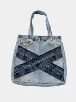 Eco-Stitch Floral Hand-Embroidered Denim Bag - Image 2