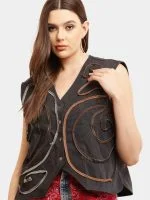 Vintage Zipper Reworked Denim Vest Coat - Image 6