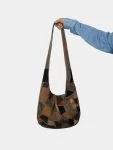 Earth-Tone Patchwork Vintage Fabric Tote Bag