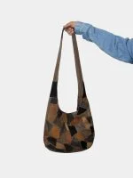 Earth-Tone Patchwork Vintage Fabric Tote Bag