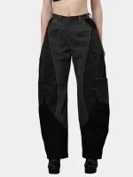 Duo Tone Black Pants with Side & Back Pocket Details - Image 3